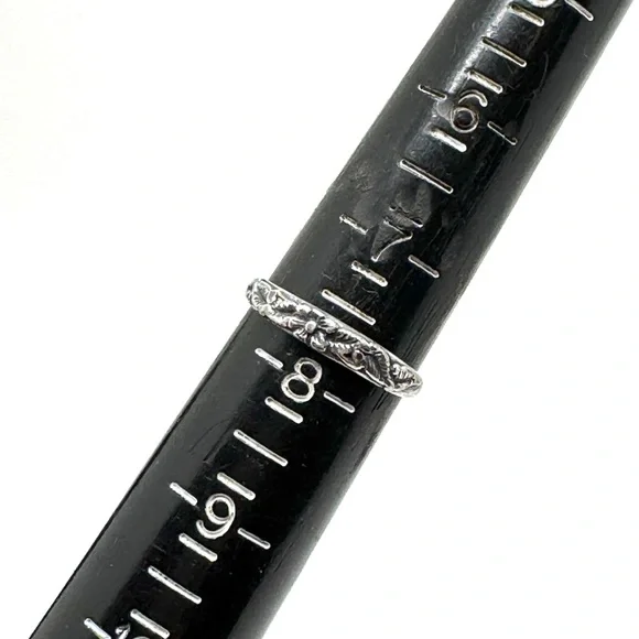 Sterling Silver Stacking Rings Dainty Bands Filigree Floral Size 7 1/2 to 7 3/4 - Picture 11 of 13